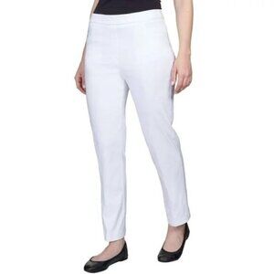Alfred Dunner Petite Classic Allure White Dress Pants With Elastic Waist NWOT